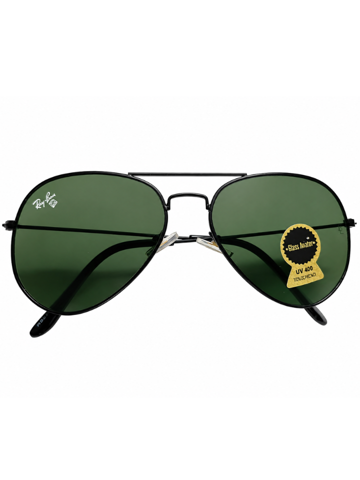 Premium UV400 Polarized Aviator Sunglasses for Men & Women | Black Metal Frame