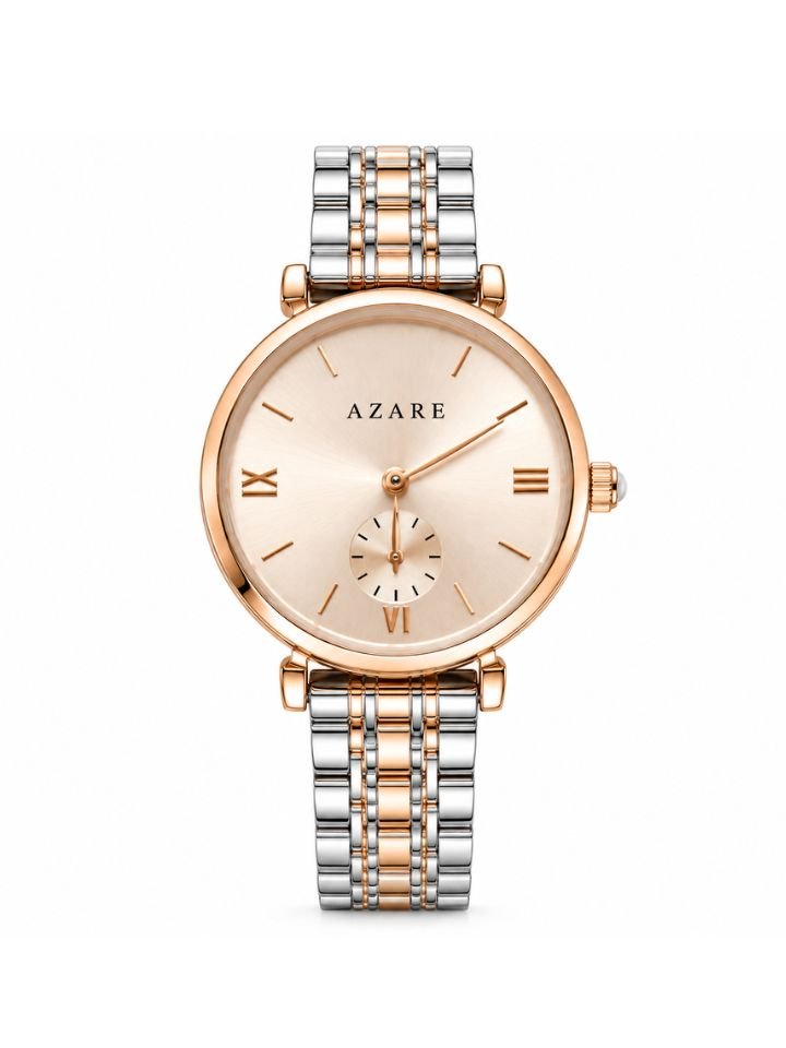 Azare Premium Ladies Analog Watch with Rose Gold Dial & Stainless Steel Strap | AZR-LW-RG-001